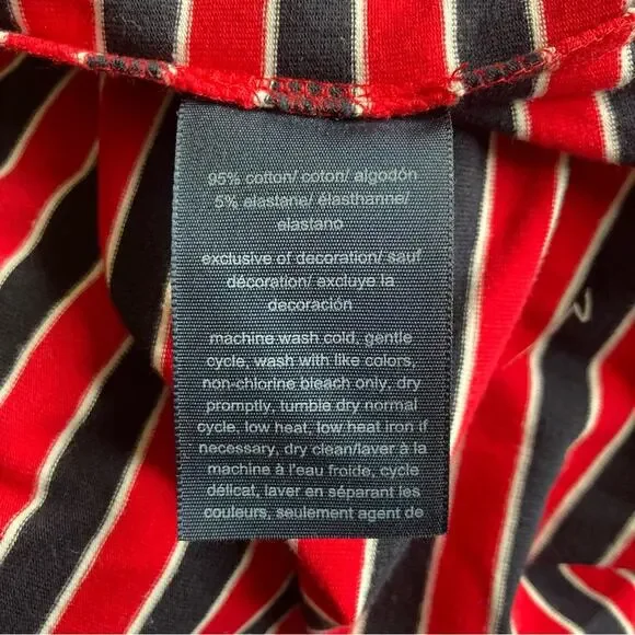 Tommy Hilfiger Striped V Neck Red Navy T Shirt Dress Size S - Picture 6 of 6